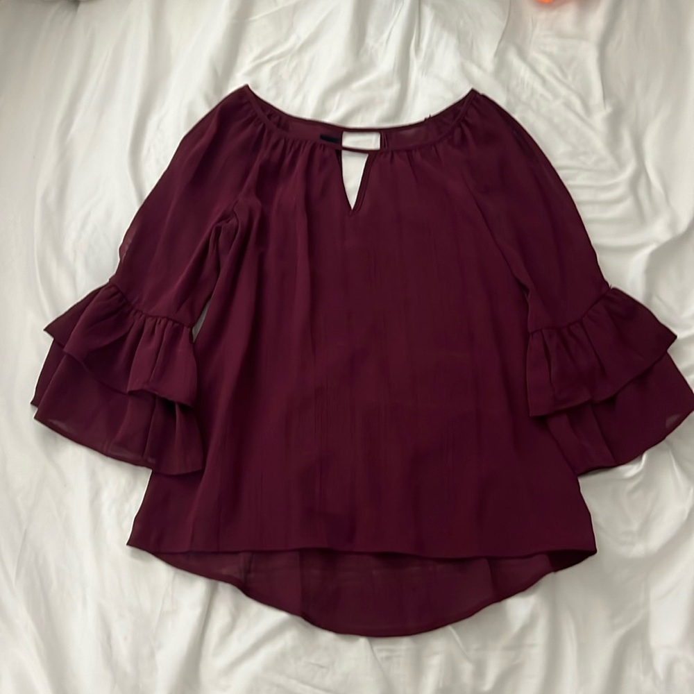 Maroon Cold Shoulder Blouse